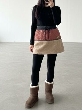 NWT Titicaca Quilted Sherpa Mini Skirt Colorblock Drawstring Free Size